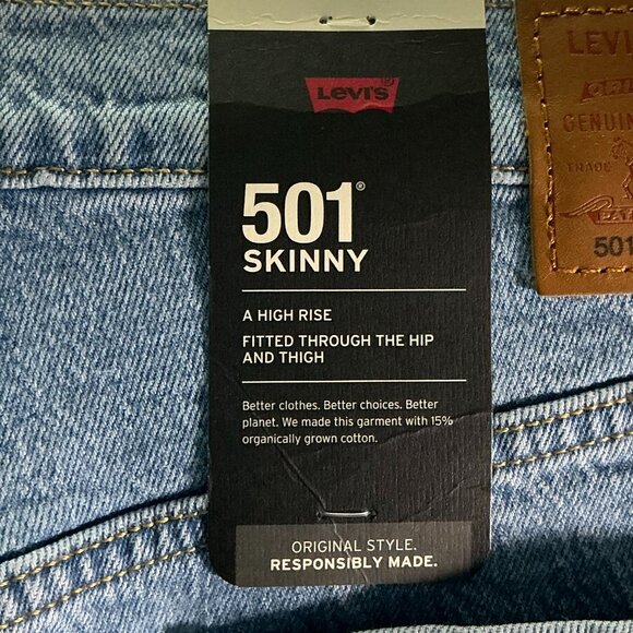 Levi's 501 Women's Size 30x28 Blue Skinny Jeans NWT - Picture 3 of 5